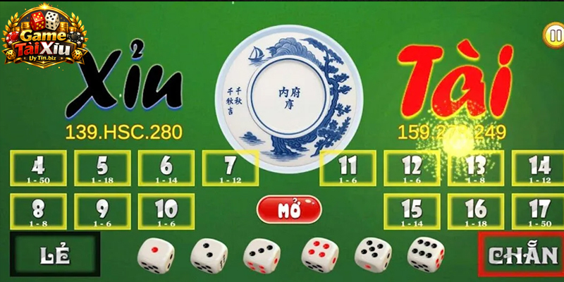 Xỉu khi tổng điểm ba xúc xắc từ 4 đến 10